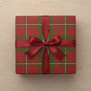 Papel De Regalo Tartán verde y rojo festivo