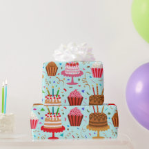 Tartas y magdalenas de cumpleaños felíz patrón en