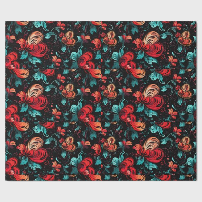 Papel De Regalo Tattoo Flower Hearts Digital Theme (Costura)