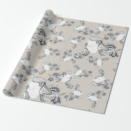 Papel De Regalo Tatuaje Chica Negro Y Blanco