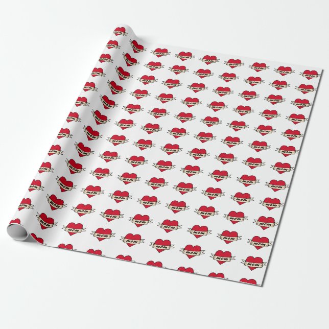 Papel De Regalo Tatuaje de corazón de mamá (Desenrollado)