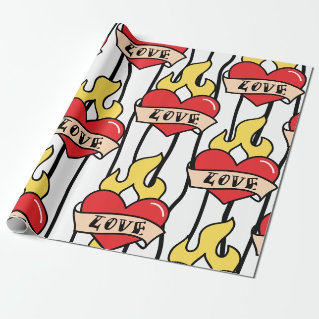 Papel De Regalo Tatuaje de la vieja escuela (Desenrollado)