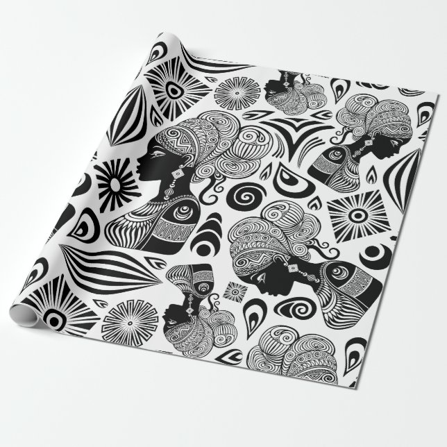 Papel De Regalo Tatuaje tribal de retrato Chica africano (Desenrollado)