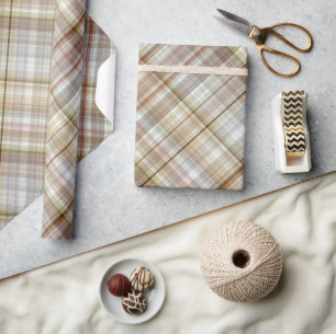 Papel De Regalo Taupe Beige Brown Gray White Gingham