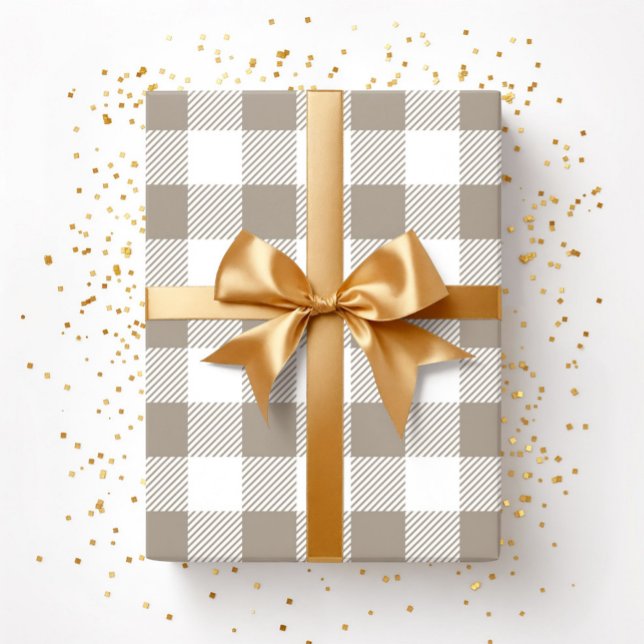 Papel De Regalo Taupe Beige Patrón de trenzado blanco (Taupe Beige White Plaid Pattern Wrapping Paper)