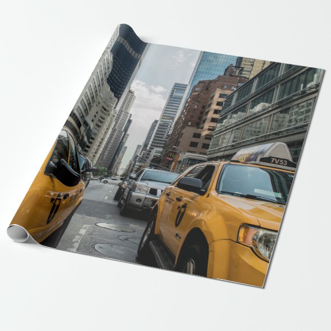 Papel De Regalo Taxis amarillos icónicos de New York City (Desenrollado)