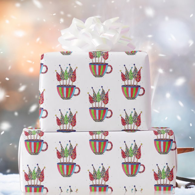 Papel De Regalo Taza de alegría de Navidad árboles de Navidad (Subido por el creador)