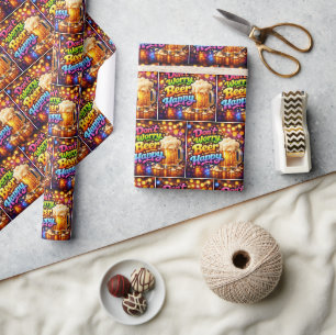 Papel De Regalo Taza de cerveza con divertida cita en neón