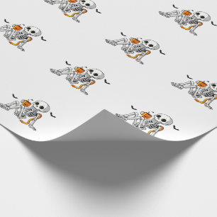Papel De Regalo Taza de esqueleto de Halloween acogedor con café y