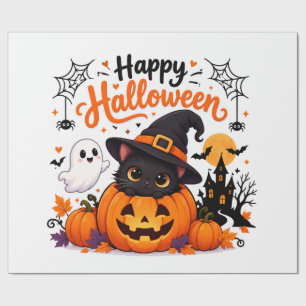 Papel De Regalo Taza de viaje Feliz Halloween de gato lindo - Bruj