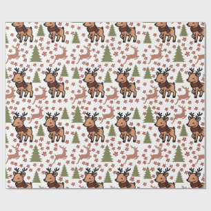 Papel De Regalo Taza floral linda de reno