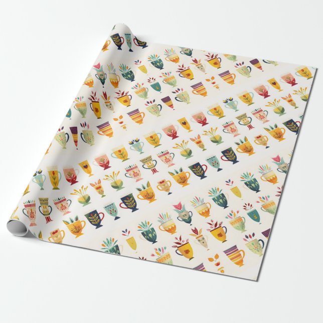 Papel De Regalo Tazas de café (Desenrollado)