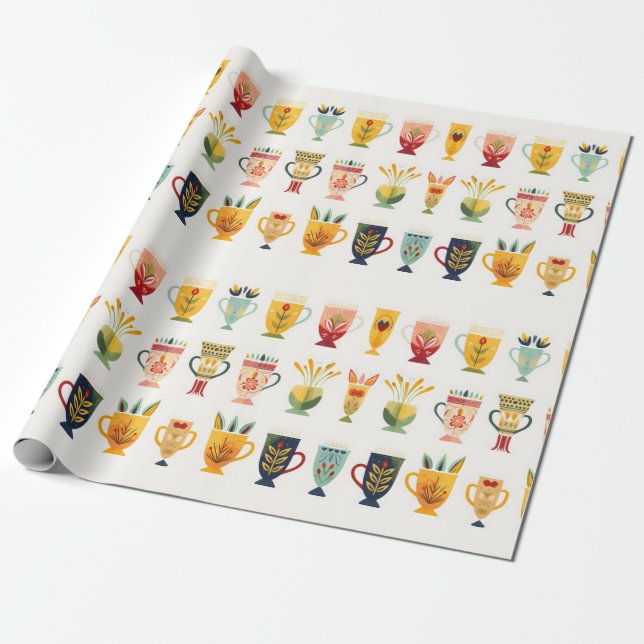 Papel De Regalo Tazas de café (Desenrollado)
