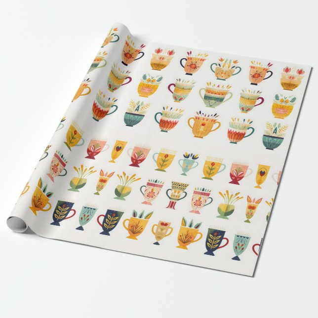 Papel De Regalo Tazas de café (Desenrollado)