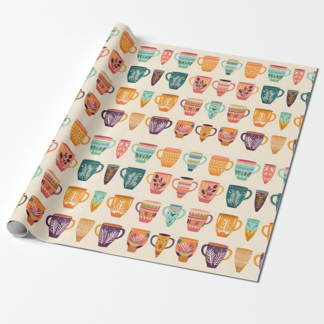 Papel De Regalo Tazas de café (Desenrollado)