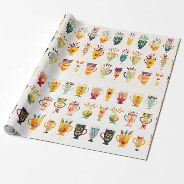 Papel De Regalo Tazas de café (Desenrollado)