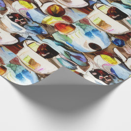 Papel De Regalo Tazas de café abstractas patrón acuarela