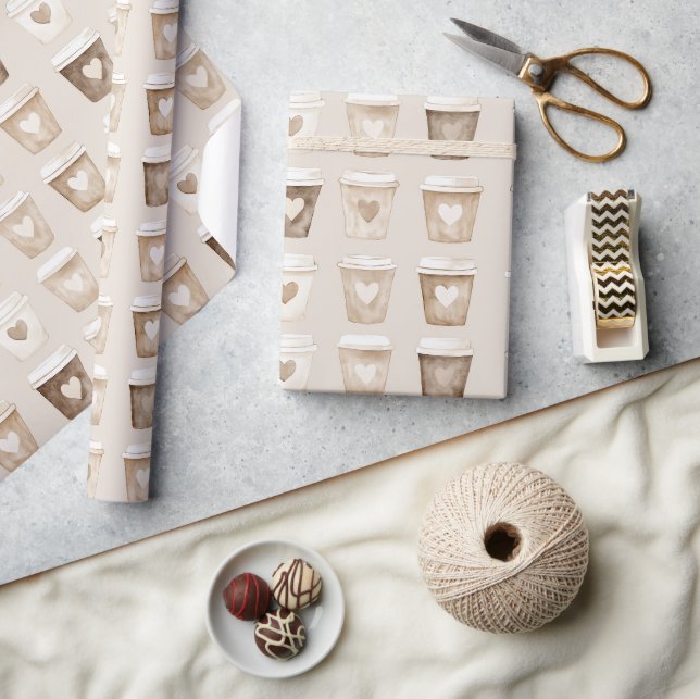 Papel De Regalo Tazas de Corazón de Café con Crema (Artesanía)