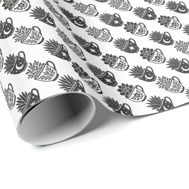 Papel De Regalo Tazas de Suculentas (Esquina del rollo)