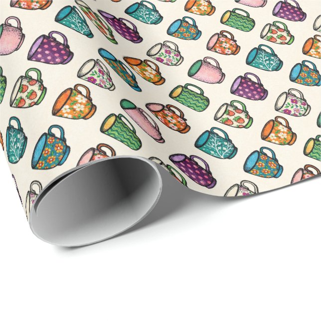 Papel De Regalo Tazas de Té (Esquina del rollo)
