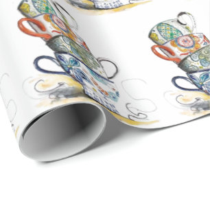 Papel de Regalo - Tazas de Té Antiguas