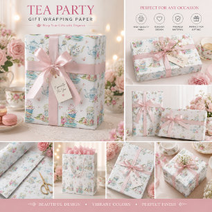 Papel De Regalo Tazas y tetera de acuarela vintage