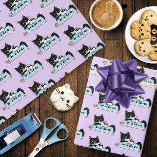 Papel De Regalo Tazón de perro de gato de Tuxedo