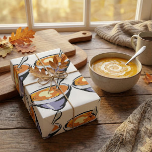 Papel De Regalo Tazón de sopa de tomate con cuchara