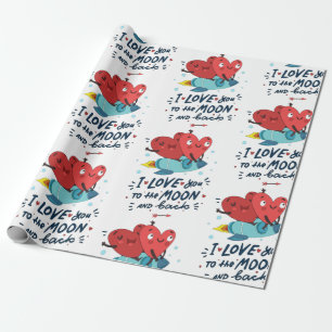 Papel De Regalo Te amo a la luna y de vuelta