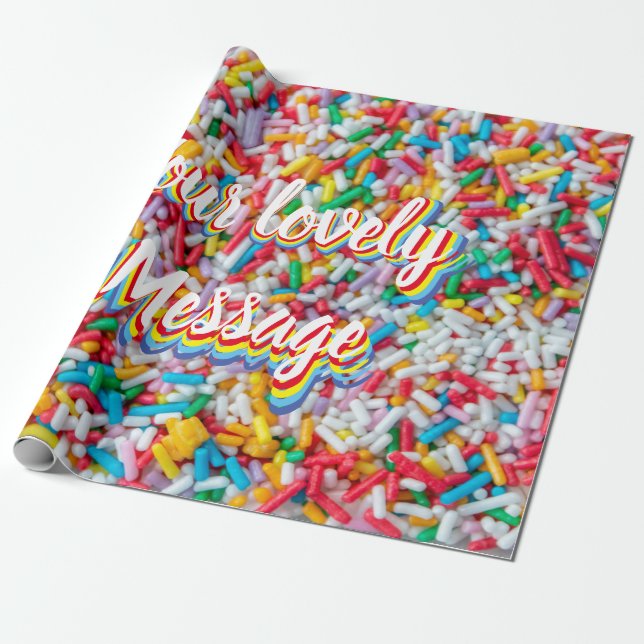 Papel De Regalo ¡Te amo con un encantador mensaje de espolvorines  (Desenrollado)