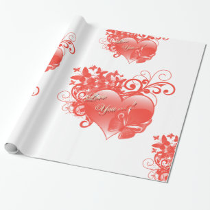 PAPEL DE REGALO TE AMO EN CORAZÓN ROJO