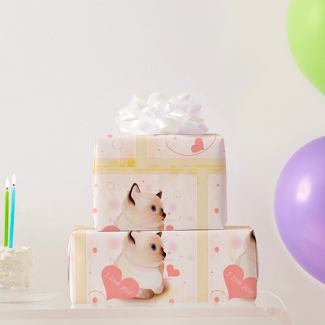 Papel De Regalo Te Amo Gato (Subido por el creador)