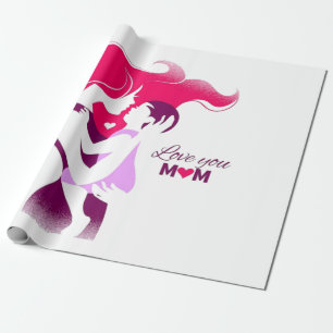 Papel De Regalo Te amo mamá - Desig del Día de la Madre, lindo y a
