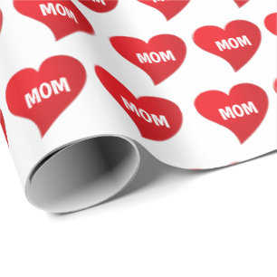 Papel De Regalo Te amo, mamá, regalo de patrón blanco de corazón r