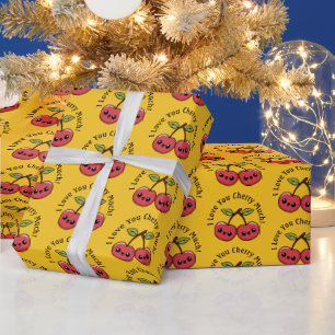 Papel De Regalo Te Amo Mucho Cereza Divertida Linda