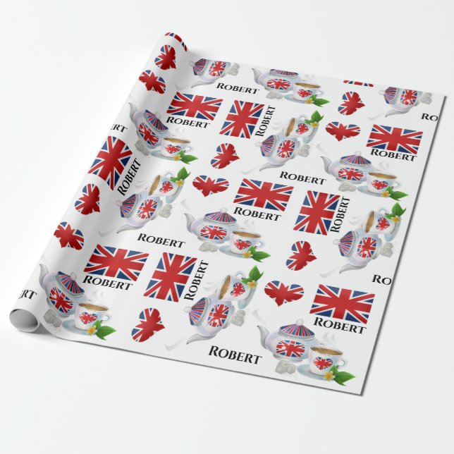 Papel De Regalo Té británico personalizado (Desenrollado)