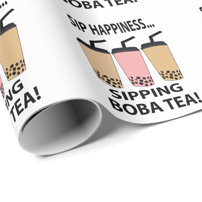 Papel De Regalo Té de Boba Té de Burbujas  (Esquina del rollo)