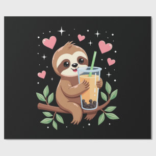 Papel De Regalo Té de burbujas de leche Boba de perezoso lindo Kaw