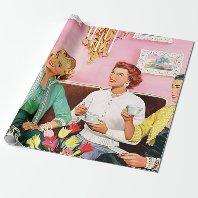 Papel De Regalo Té de la tarde de 1950 (Desenrollado)