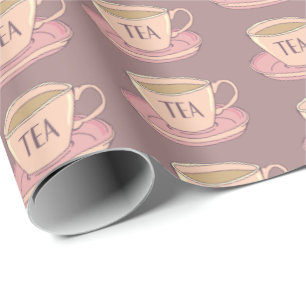 Papel De Regalo Té rosa inmaculado inglés con estampado