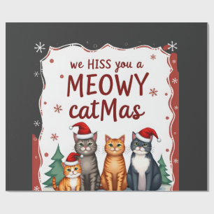 Papel De Regalo Te Silbamos Un Feliz Gatmas Funny Cat Navidad Ugl
