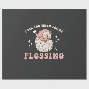 Papel De Regalo Te veo cuando estás usando hilo dental Navidad Den
