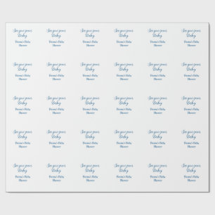 Papel De Regalo te veo pronto baby shower azul nombre fecha simple