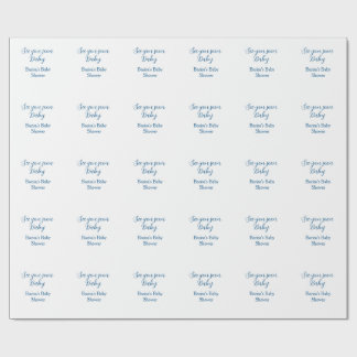 Papel De Regalo te veo pronto baby shower azul nombre fecha simple
