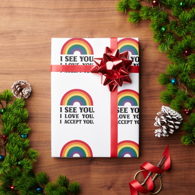 Papel De Regalo Te Veo Que Te Amo Te Acepto LGBTQ (Regalo de vacaciones)
