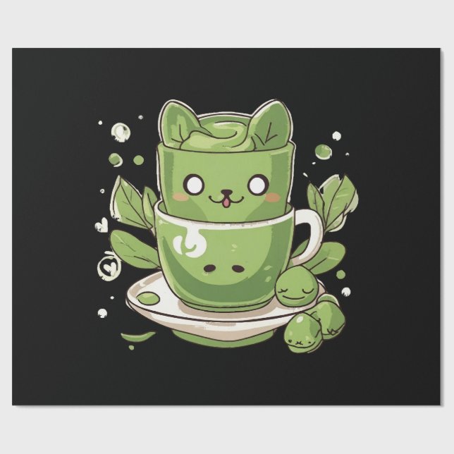 Papel De Regalo té verde matcha (Superficie plana)