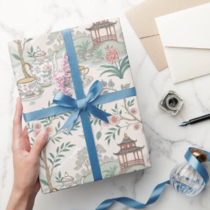 Papel De Regalo Tea Chinoiserie French Toile Du Jouy Pattern