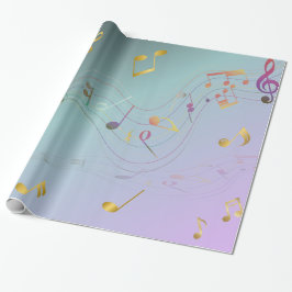 Papel De Regalo Teal & Lavender Gradient Music Notes