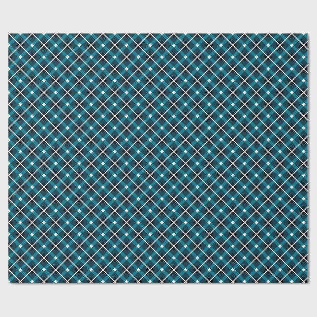 Papel De Regalo Teal & Navy Geometric Grid Pattern (Superficie plana)