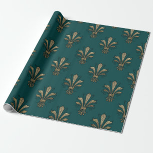 Papel De Regalo Teal y negro Paris Fleur de Lis